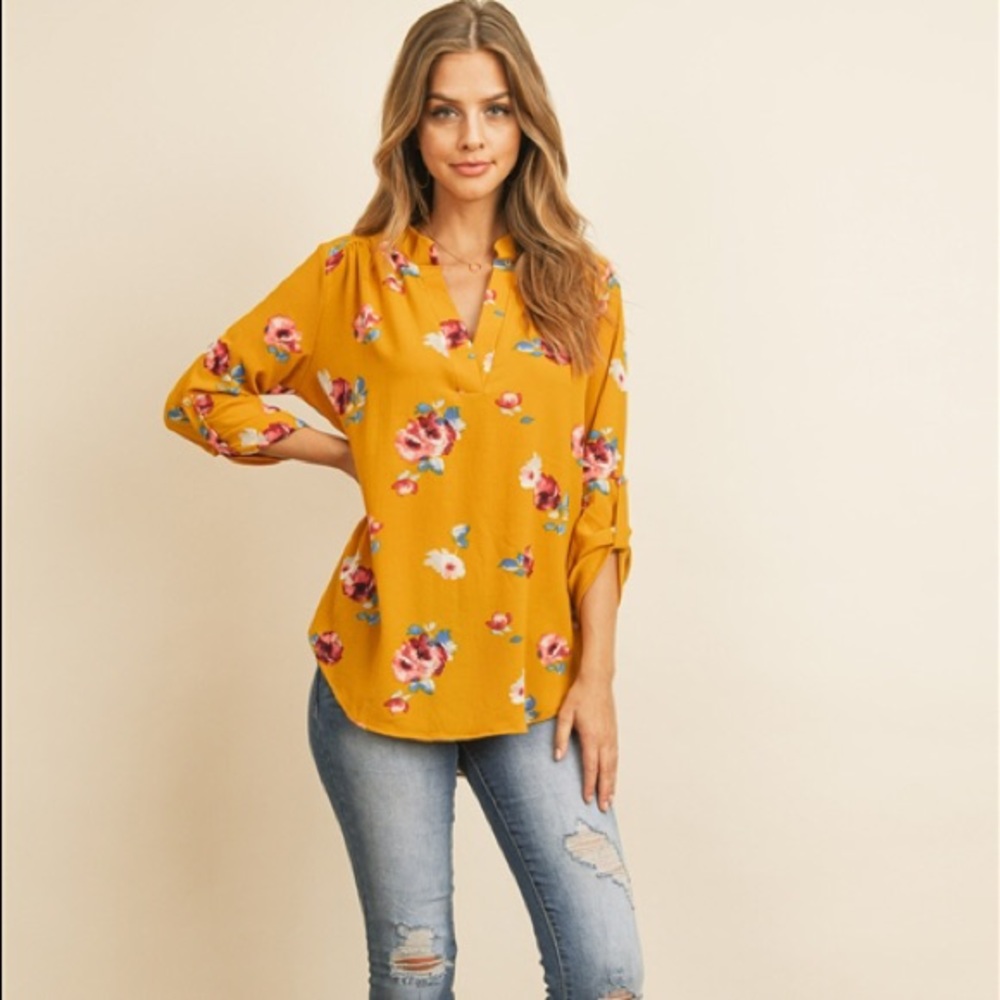 🌷MUSTARD FLORAL BLOUSE